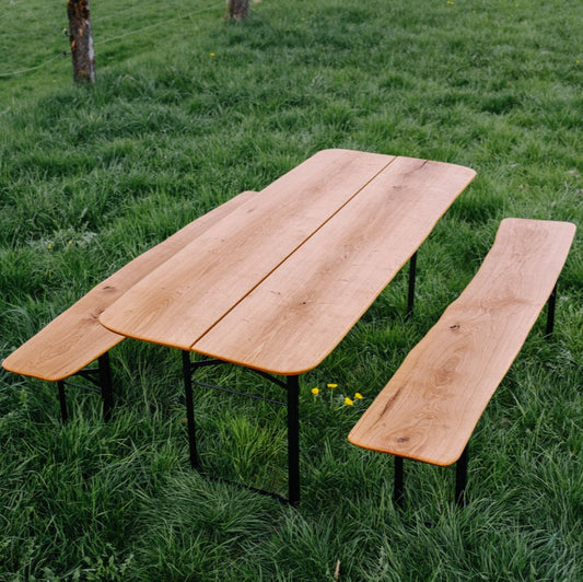 Premium-Bierzeltgarnitur aus regionaler Eiche